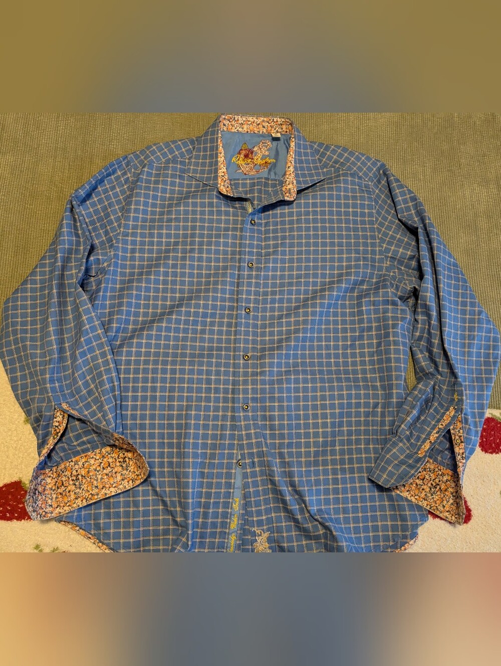 Robert Graham Blue Plaid Dress shirt size XL